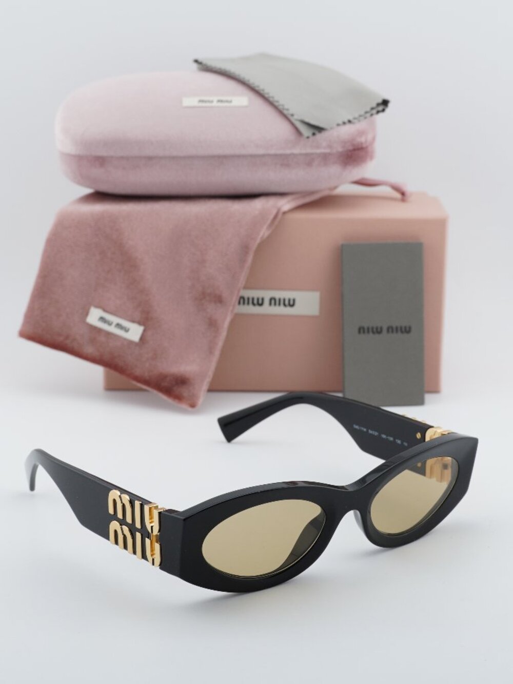 Miu Miu MU11WS 16K10R Oval Women Sunglasses - Black/Yellow